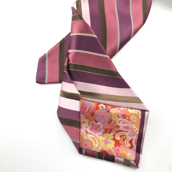 Ted Baker Diagonal Stripe Silk Necktie Tie - Picture 4 of 5